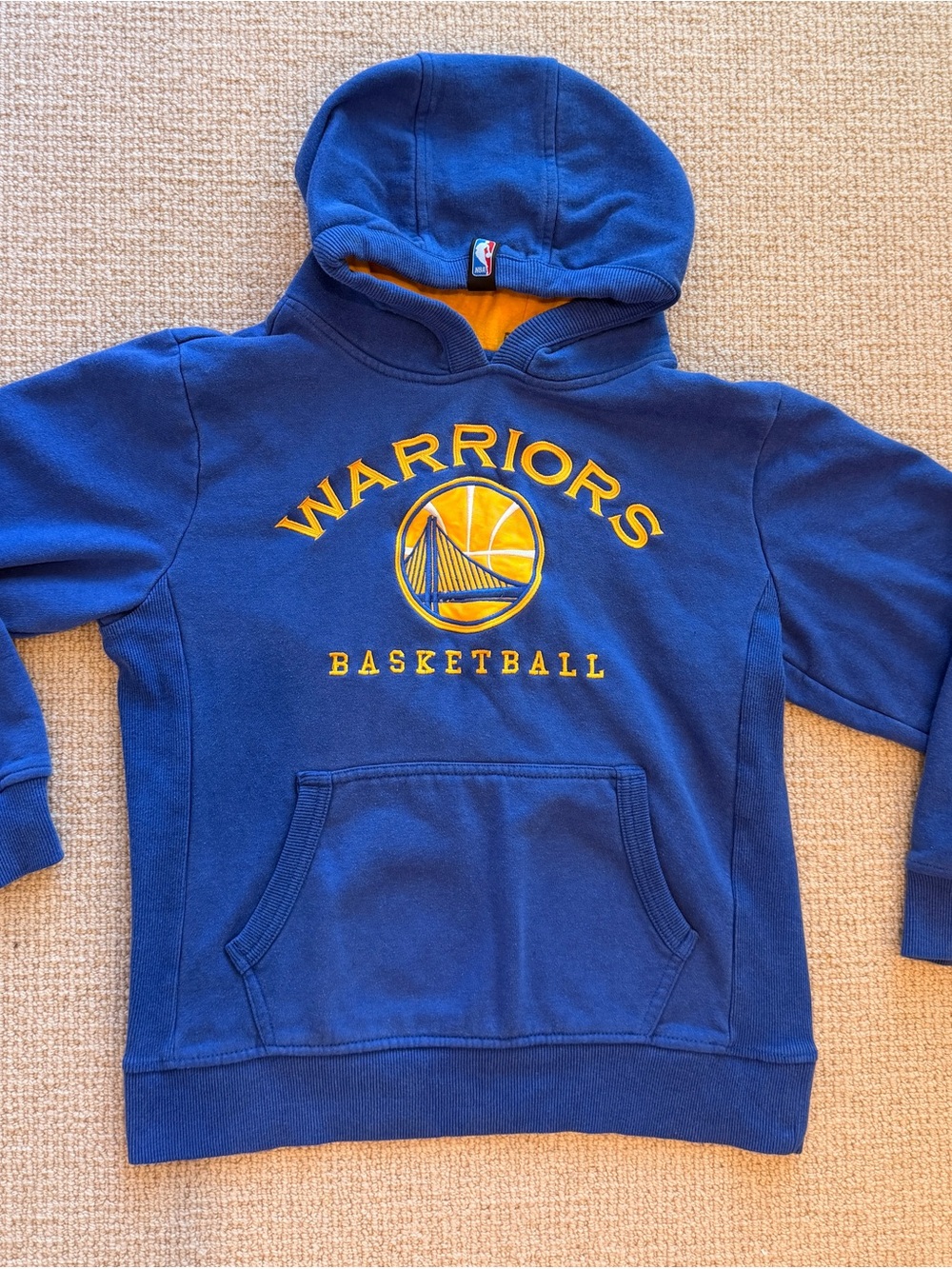 NBA Warriors Youth Blue Hoodie with Yellow Logo